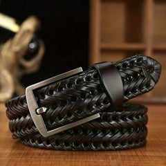 Men's Braided Leather Belt for Casual Jeans Pants