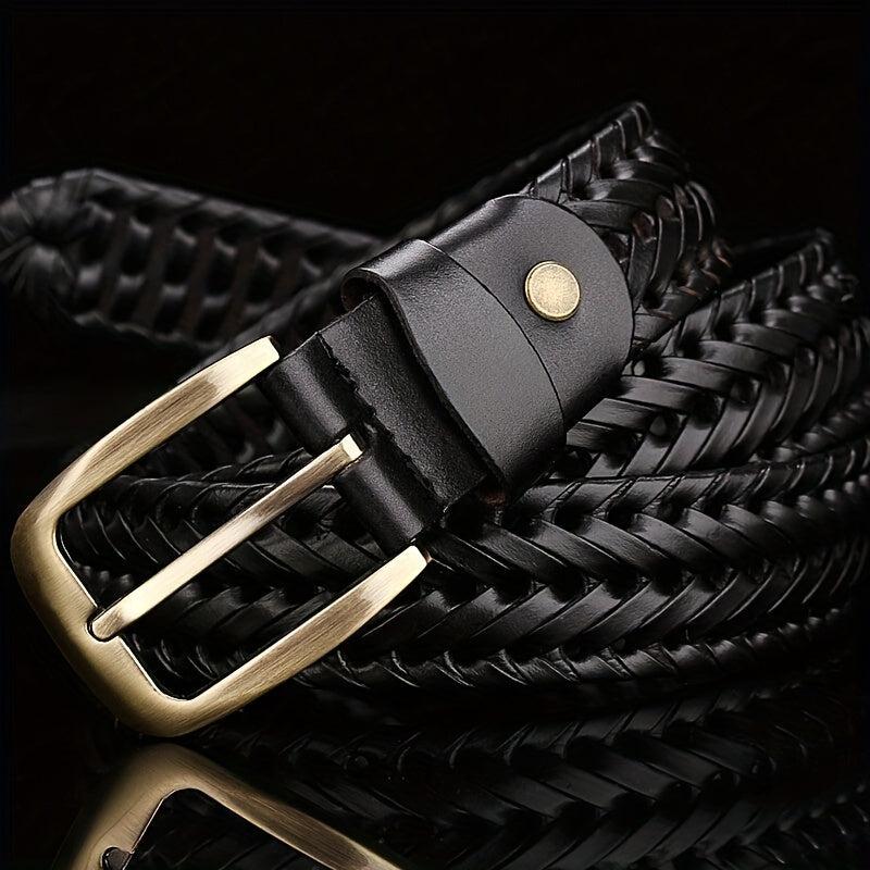 Men's Braided Leather Belt for Casual Jeans Pants