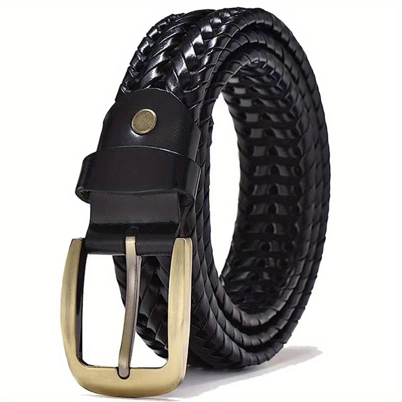 Men's Braided Leather Belt for Casual Jeans Pants