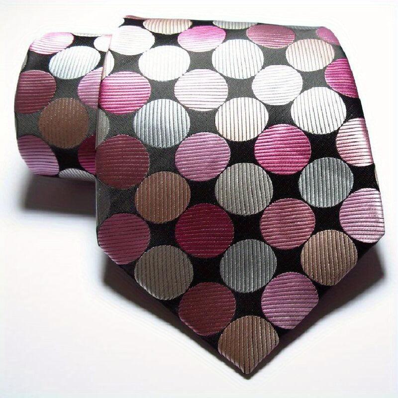 Classic Check Dot Red Green Pink JACQUARD WOVEN Men's Tie Necktie