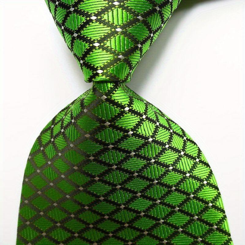 Green Golden Jacquard Woven Men's Tie Necktie Set