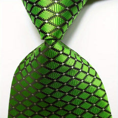 Green Golden Jacquard Woven Men's Tie Necktie Set