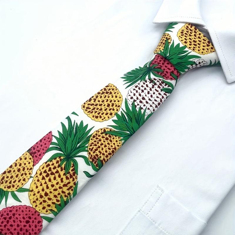 Men's Summer Pineapple Print Tie Casual Business Neckties