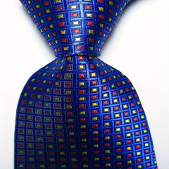 Men's Plaid Dot Jacquard Woven Tie And Rose Red Jacquard Woven Men's Tie Necktie
