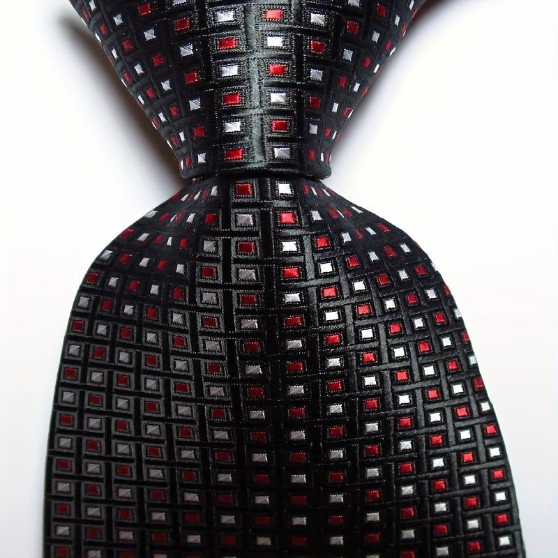 Men's Plaid Dot Jacquard Woven Tie And Rose Red Jacquard Woven Men's Tie Necktie