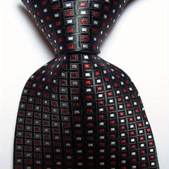 Men's Plaid Dot Jacquard Woven Tie And Rose Red Jacquard Woven Men's Tie Necktie