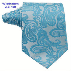 Men's Jacquard Print Turquoise Floral Tie