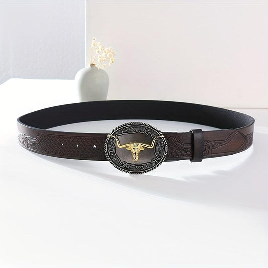 Embossed Leather Belt Retro Casual Belt For Men