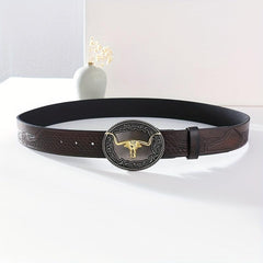 Embossed Leather Belt Retro Casual Belt For Men