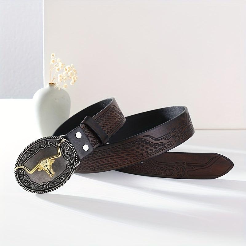 Embossed Leather Belt Retro Casual Belt For Men