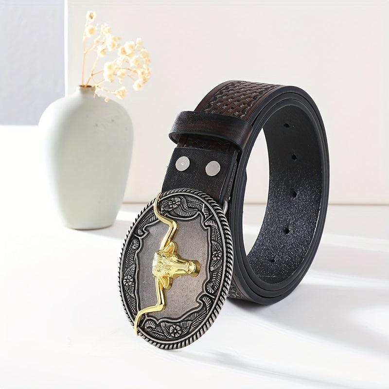 Embossed Leather Belt Retro Casual Belt For Men