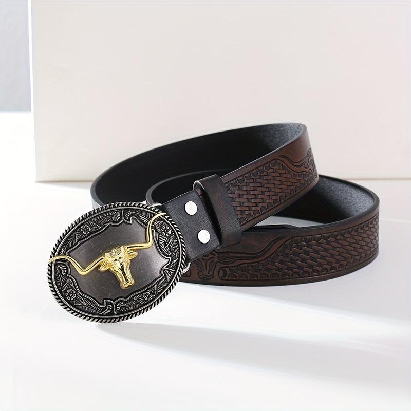 Embossed Leather Belt Retro Casual Belt For Men