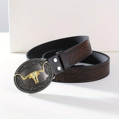 Embossed Leather Belt Retro Casual Belt For Men