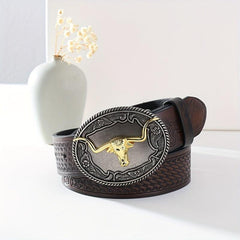 Embossed Leather Belt Retro Casual Belt For Men