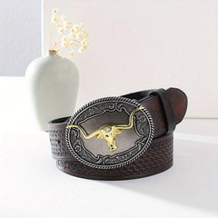 Embossed Leather Belt Retro Casual Belt For Men