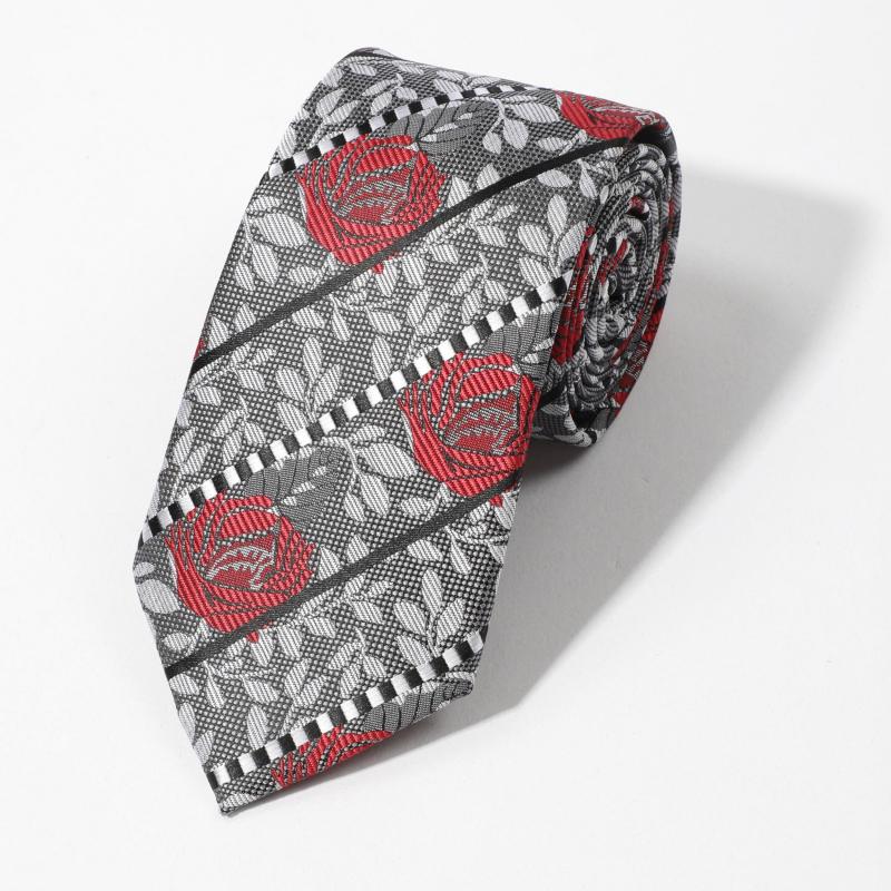 Men's Striped Rose Flower Party Necktie