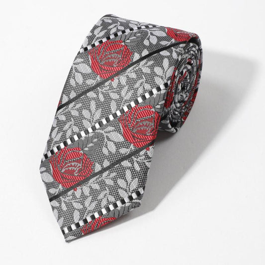 Men's Striped Rose Flower Party Necktie