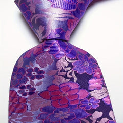 1pc Men's Printed Flower Tie Pink Red Classic Business Wedding Party