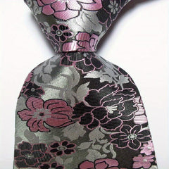 1pc Men's Printed Flower Tie Pink Red Classic Business Wedding Party