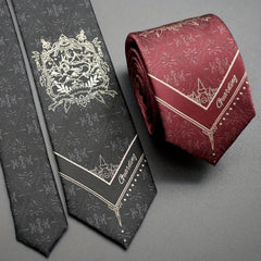 Vintage Pattern Men's Tie Dark Print Hand Beaten Ties