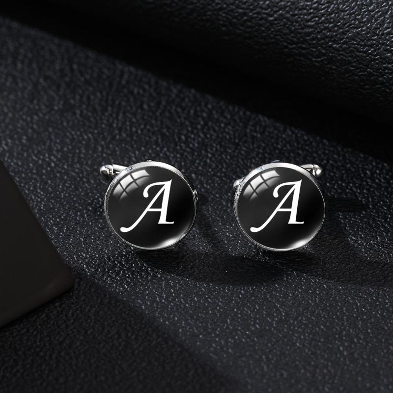 Men's Silver Letter C Cufflinks for Gentlemen's Shirt Wedding