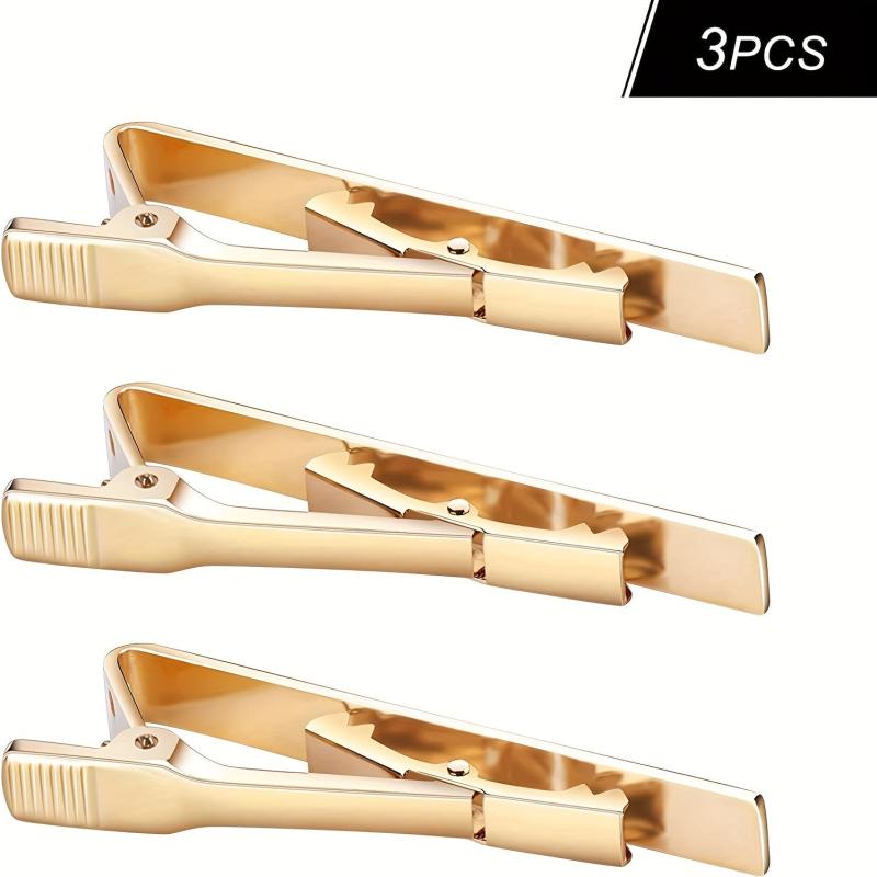 3 Pack Classic Tie Clip Silver Golden Necktie Tie Bar Pinch Cl