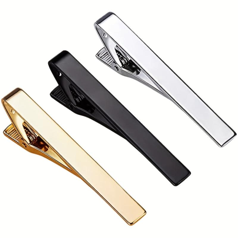 3 Pack Classic Tie Clip Silver Golden Necktie Tie Bar Pinch Cl