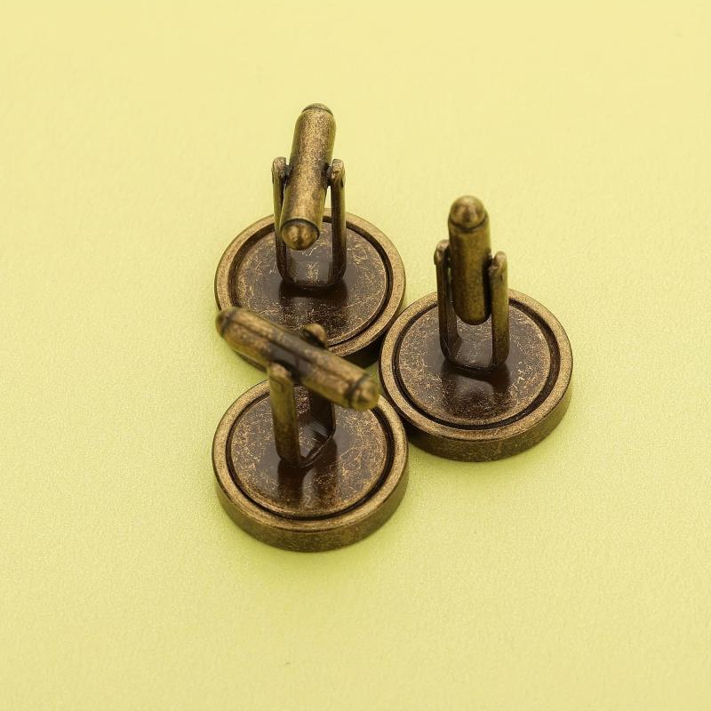 1 Pair Round Photo Cuff Links Settings Antiqued Bronze DIY Bezel Keepsake