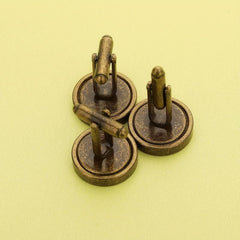 1 Pair Round Photo Cuff Links Settings Antiqued Bronze DIY Bezel Keepsake