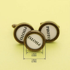1 Pair Round Photo Cuff Links Settings Antiqued Bronze DIY Bezel Keepsake