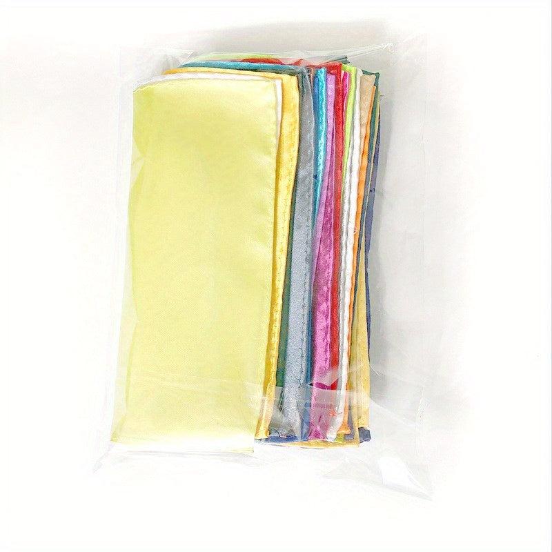 26-Piece Men's Solid Satin Pocket Square Handkerchief Set For Wedding Party
