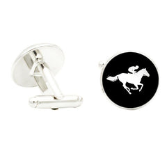 Love Ride Horse Photo Glass Gem Cufflinks Men Suit Rhodium Plated