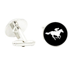 Love Ride Horse Photo Glass Gem Cufflinks Men Suit Rhodium Plated