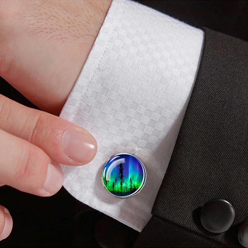 Northern Light Cufflinks, Men's Astronomy Enthusiast Gift