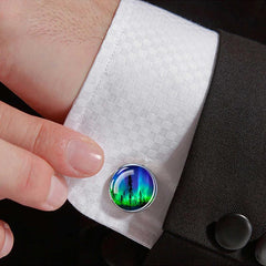 Northern Light Cufflinks, Men's Astronomy Enthusiast Gift