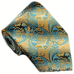 Men's Golden Floral Necktie Classic Print 9.4 cm