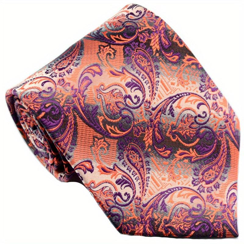 Men's Golden Floral Necktie Classic Print 9.4 cm