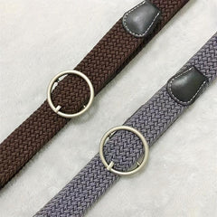 Unisex PU Leather Belt with Round Buckle for Daily Commuting