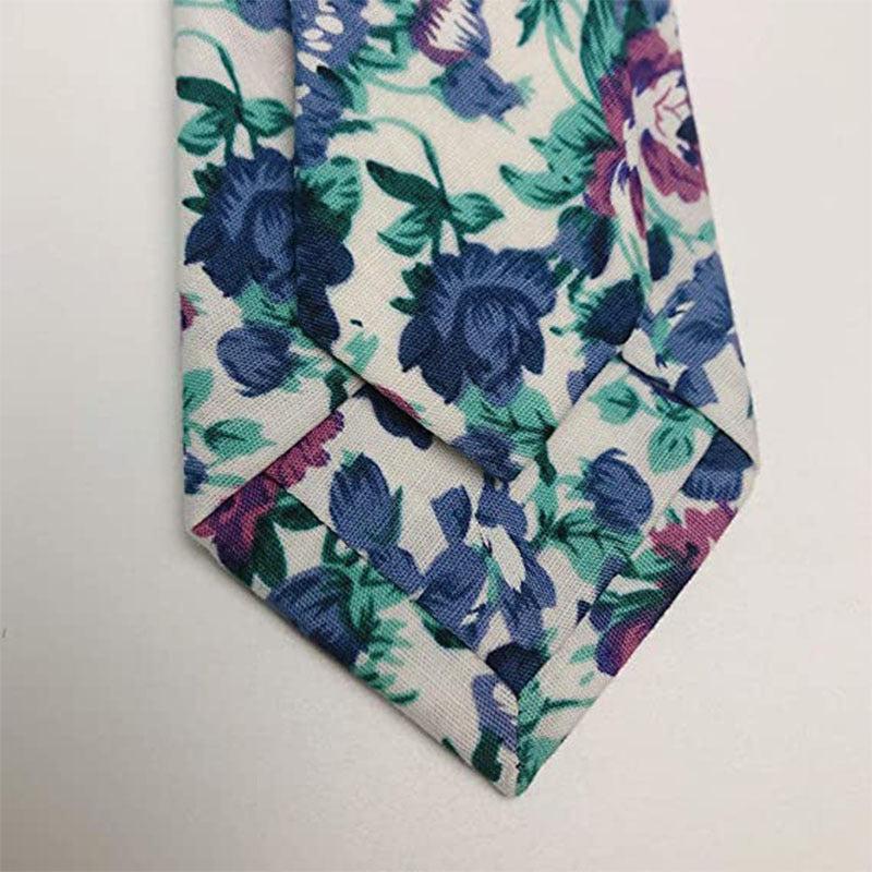 Printed Floral Neck Tie Skinny Tie For Weddings Groom