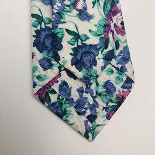 Printed Floral Neck Tie Skinny Tie For Weddings Groom