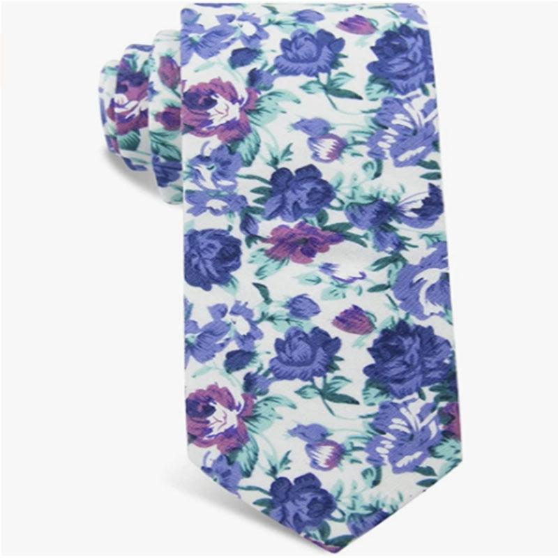 Printed Floral Neck Tie Skinny Tie For Weddings Groom