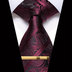Men's Striped Jacquard Tie Set Necktie Clip Business Wedding