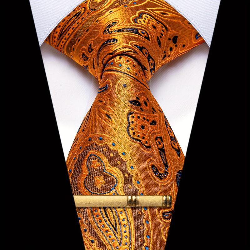 Men's Striped Jacquard Tie Set Necktie Clip Business Wedding