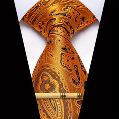 Men's Striped Jacquard Tie Set Necktie Clip Business Wedding