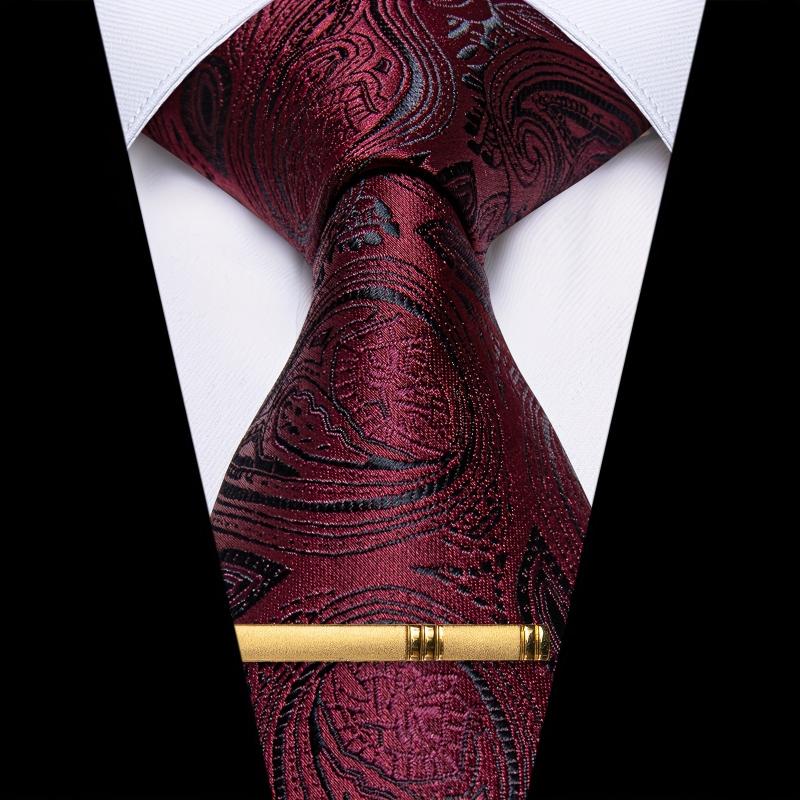 Men's Striped Jacquard Tie Set Necktie Clip Business Wedding