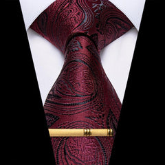 Men's Striped Jacquard Tie Set Necktie Clip Business Wedding
