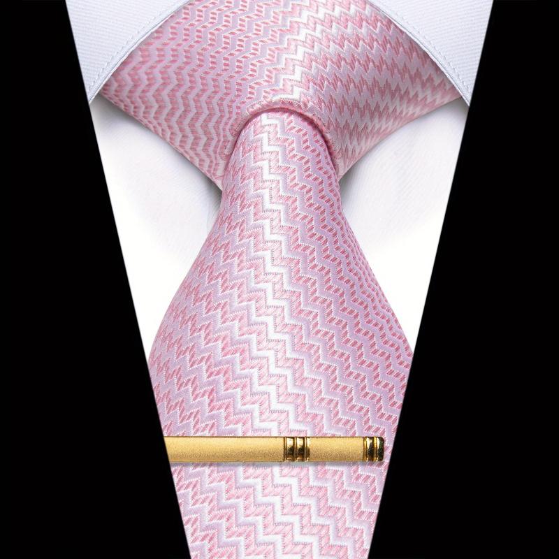 Men's Striped Jacquard Tie Set Necktie Clip Business Wedding