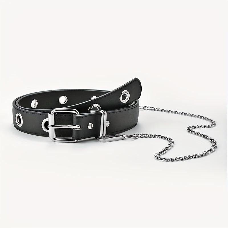 PU Leather Metal Buckle Belt Punk Hip Hop Chain Belt