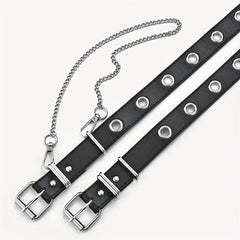 PU Leather Metal Buckle Belt Punk Hip Hop Chain Belt