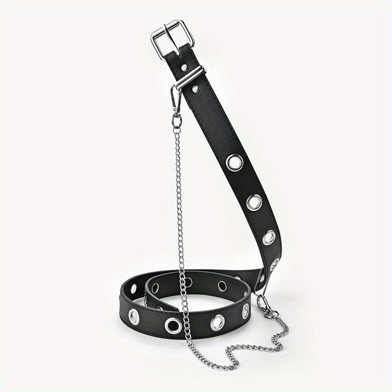 PU Leather Metal Buckle Belt Punk Hip Hop Chain Belt